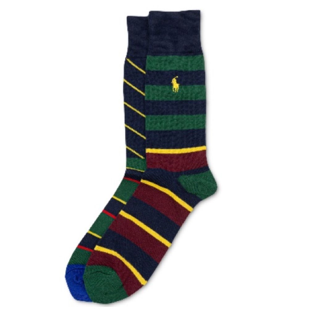 Polo by Ralph Lauren Men's Mismatch Stripes Crew Socks - Multi, Size 10-13, NWT - Picture 1 of 7